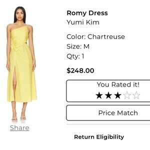 Yumi Kim One Shoulder Dress in Chartreuse